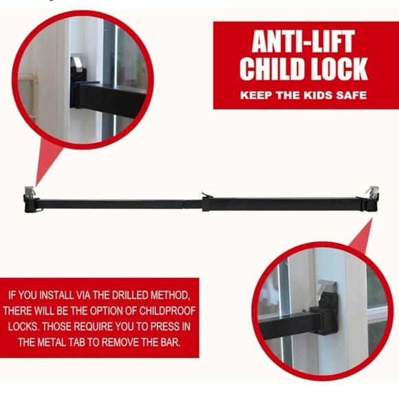 SECURITYMAN Window Security Lock Bar Black Adjustable 14.25”-37”, Originally $35 - Picture 6 of 12